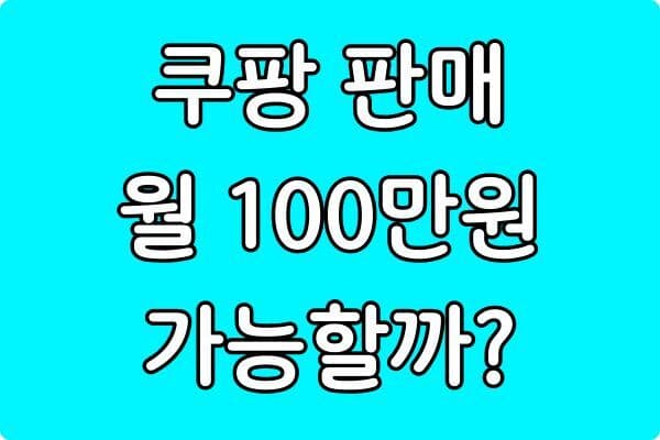 쿠팡 판매로 월 100만원 가능할까?