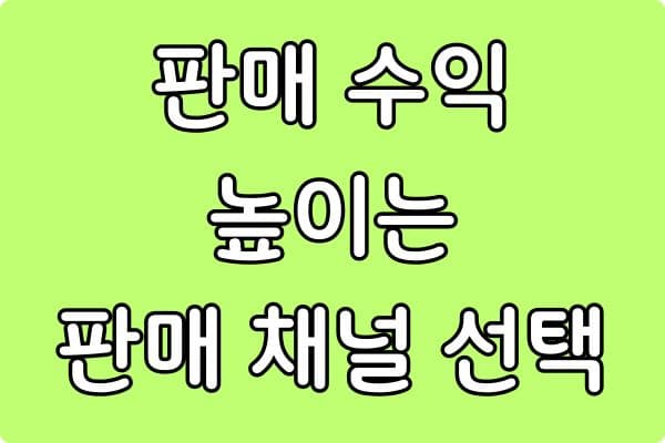 온라인 판매 수익을 높이는 판매 채널 선택 전략